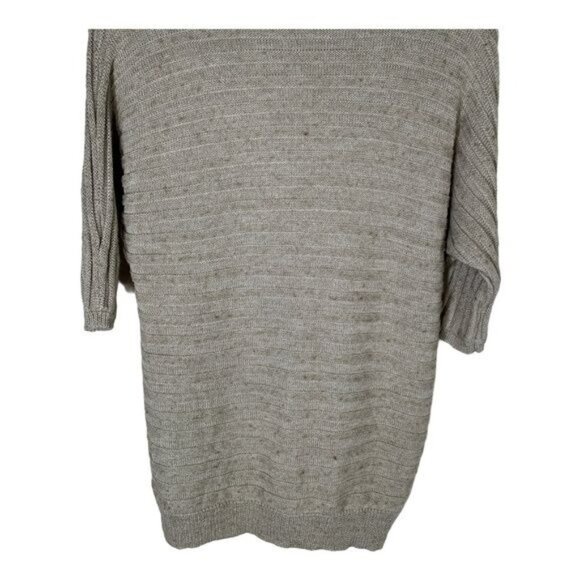 BB Dakota Ribbed Knit Cowl Neck Sweater Tan Beige Short Sleeve Size Small - Picture 7 of 9